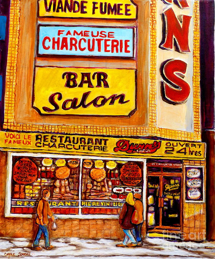Montreal Smoked Meat Dunns Restaurant Painting by Carole Spandau
