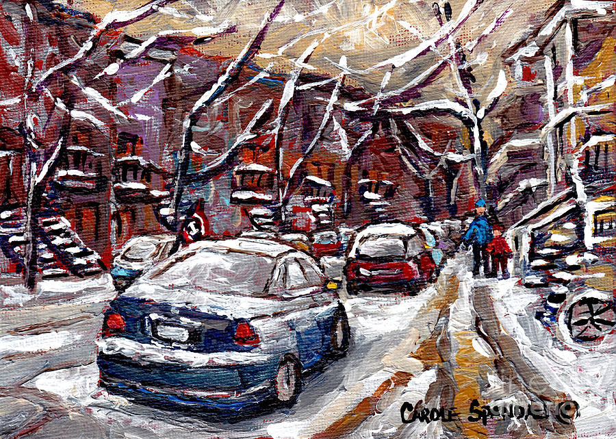 Montreal Verdun Winter Scene Painting For Sale Small Format Original Art For Sale C Spandau Artist   Painting by Carole Spandau