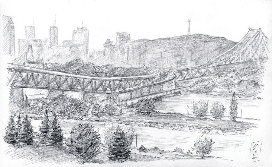Montreals South Shore Drawing by Brandy Woods