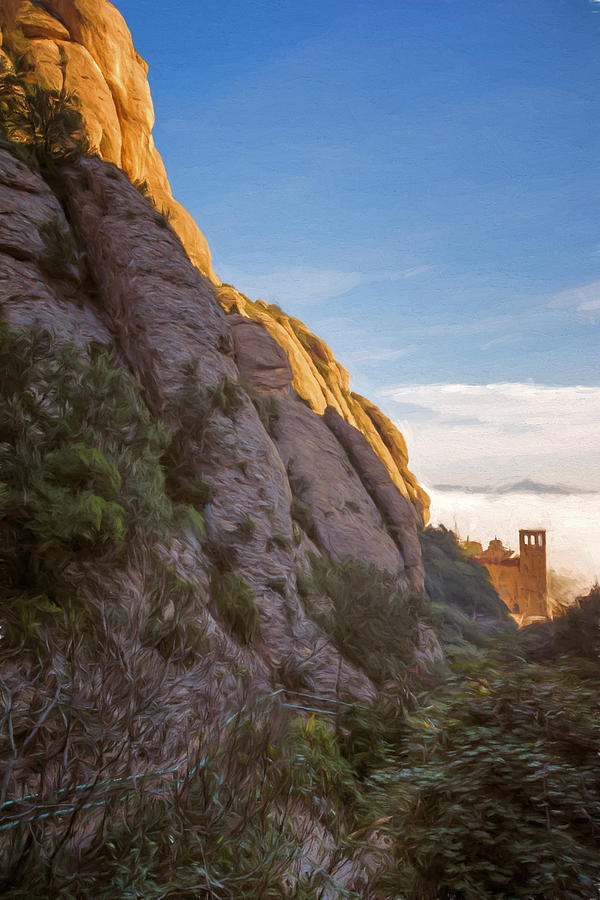 Joan Carroll Photograph - Montserrat Hike Painterly by Joan Carroll