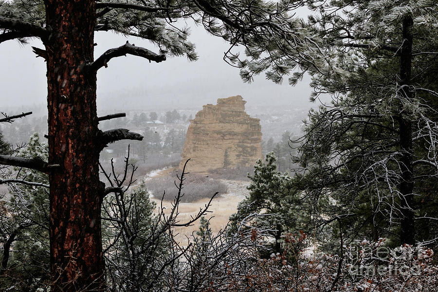 Monument Rock in the Snow Photograph by Richard Smith