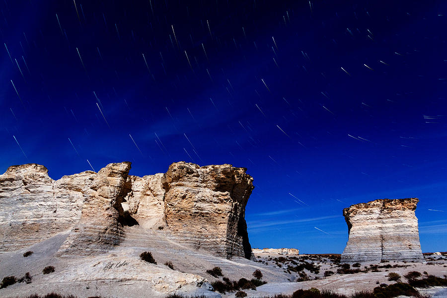 Monument Rocks Moonlight Photograph by Bill Kesler