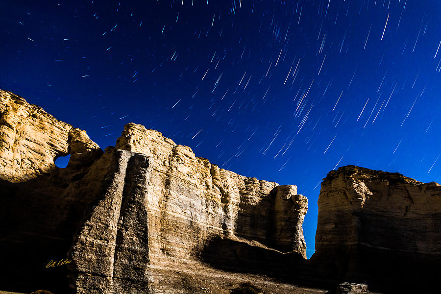 Monument Rocks Star Trails Photograph by Bill Kesler