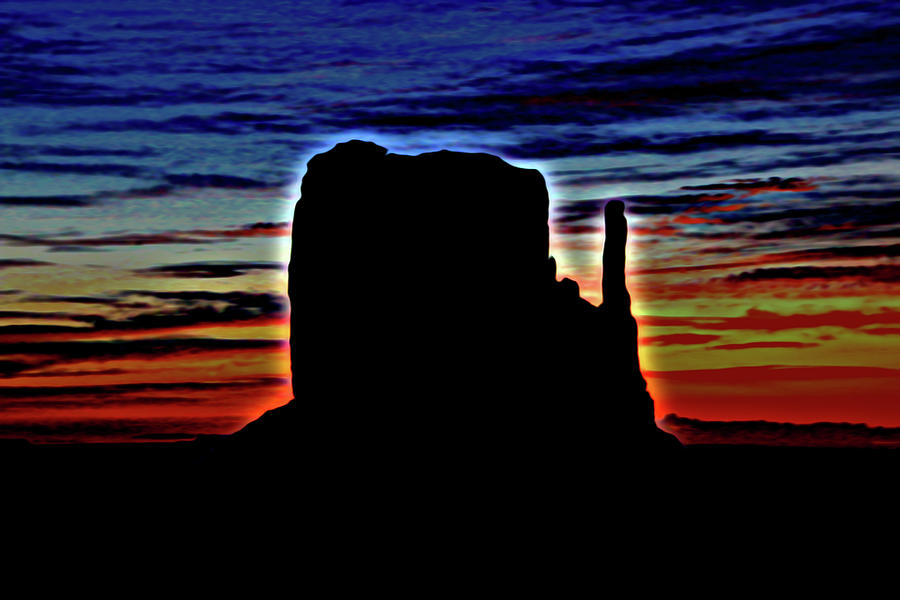 Monument Valley 16 - West Mitten Sunrise Photopainting Photograph by Allen Beatty