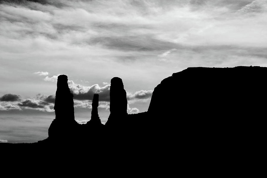 Monument Valley 34 - Three Sisters in Silhouette # 2 Photograph by Allen Beatty