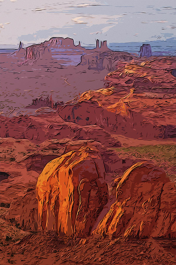Monument  Valley, Arizona Panorama Painting by AM FineArtPrints