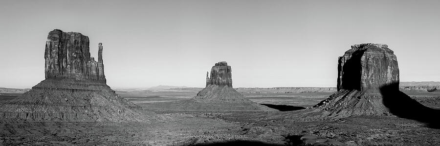Black And White Photograph - Monument Valley Buttes Panoramic Landscape at Sunset - Monochrome by Gregory Ballos