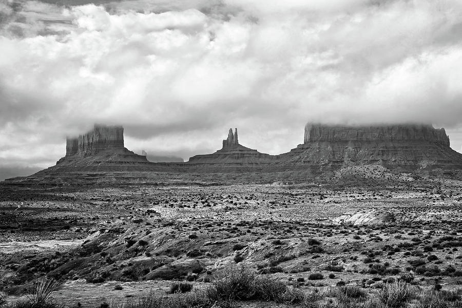 Monument Valley - Clouds - Black and White Photograph by Nikolyn McDonald