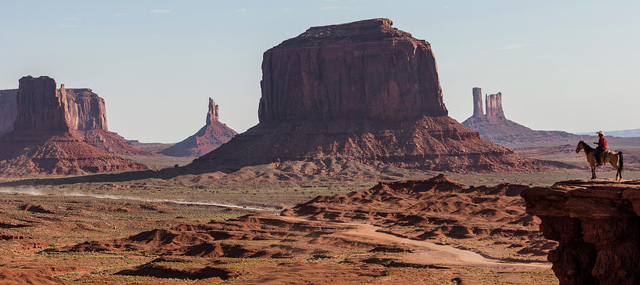 Monument Valley Man on Horse Sunrise  Photograph by John McGraw