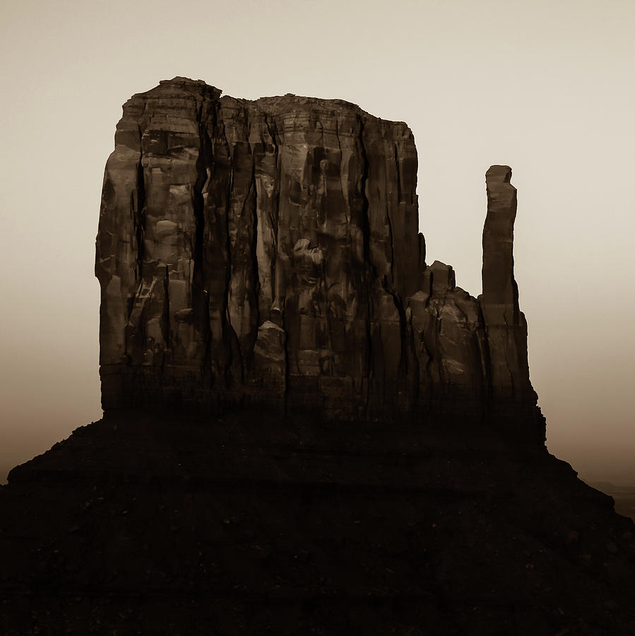 Vintage Photograph - Monument Valley Mitten Utah Arizona - Soft Sepia by Gregory Ballos
