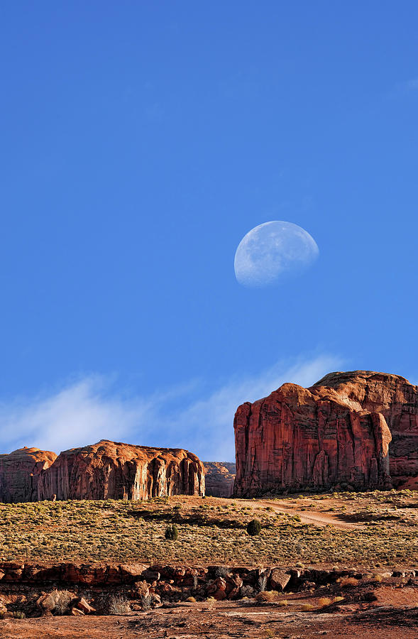 Nature Photograph - Monument Valley Moon Rise by Paul Moore