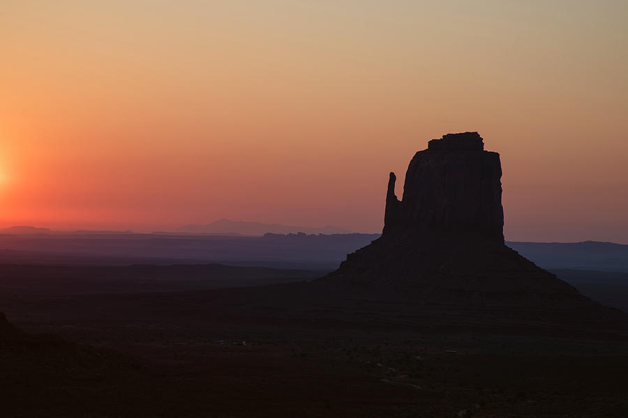 Sunset Photograph - Monument Valley Orange Sunrise Right Mitten by Dave Dilli