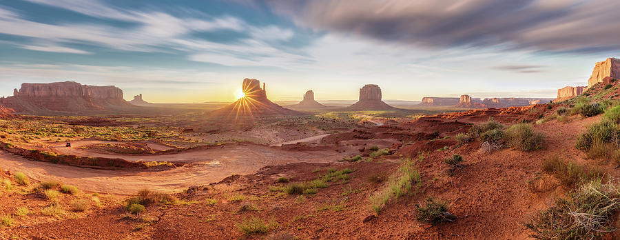 Landscape Photograph - Monument Valley Panorama by Edwin Mooijaart