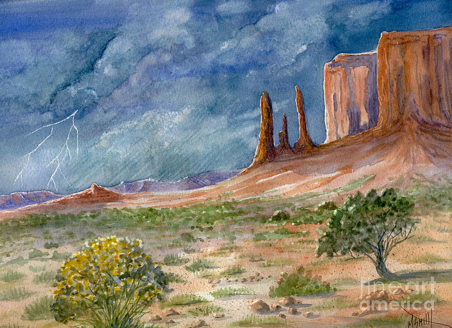 Monument Valley Raging Storm Painting by Marilyn Smith
