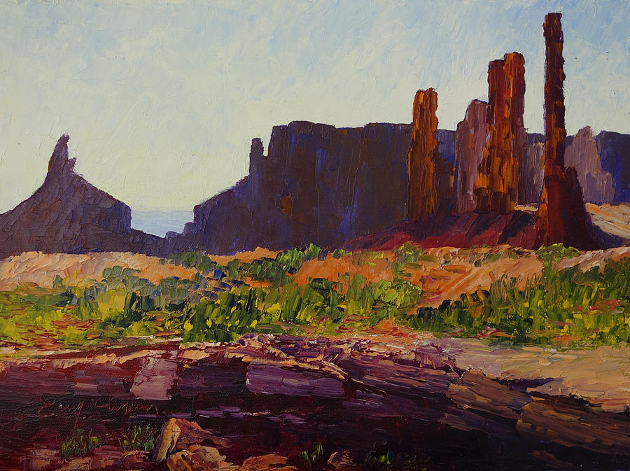 Monument Valley Totem Poles Painting by Terry  Chacon
