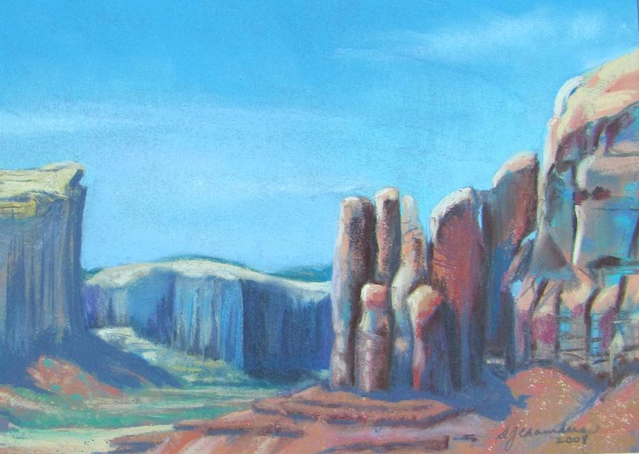 Monument Valley With A Turquoise Sky Painting by Donna Chambers