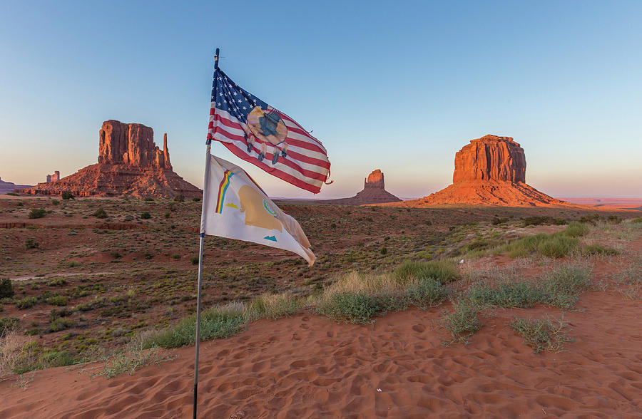 Monument Valley with Flag  Photograph by John McGraw