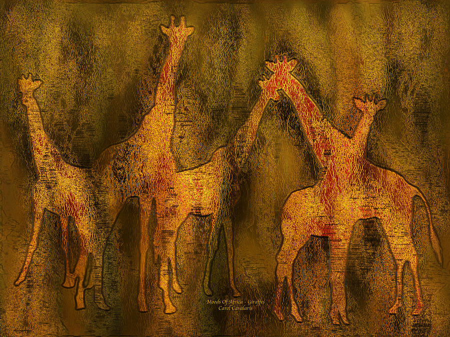 Moods Of Africa - Giraffes Mixed Media by Carol Cavalaris