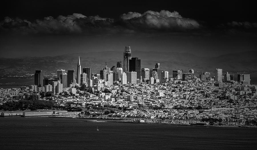 Moody Black and White photo of San Francisco California Photograph by Steven Heap