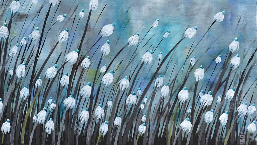 Daisy Painting - Moody Blues by Holly Donohoe
