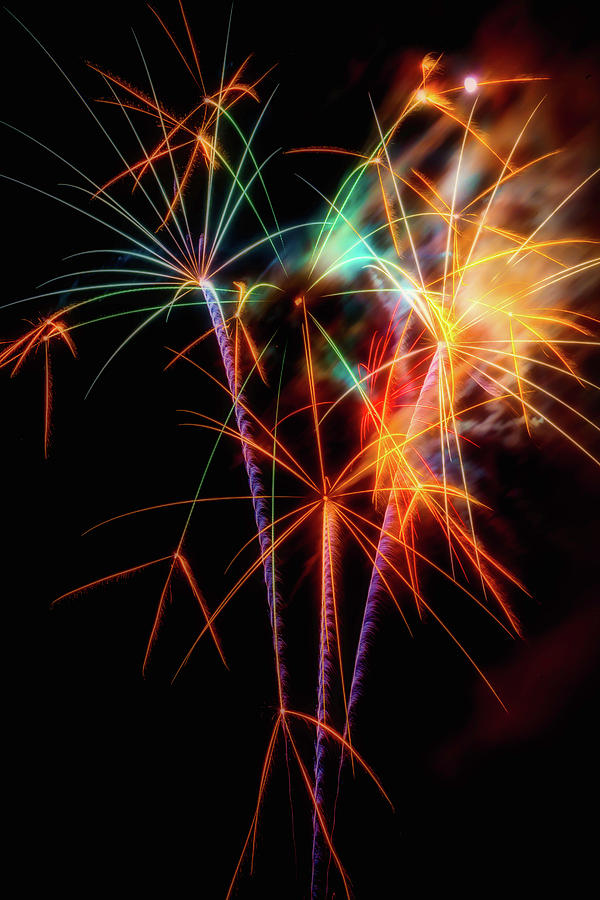 Independence Day Photograph - Moody Fireworks by Garry Gay