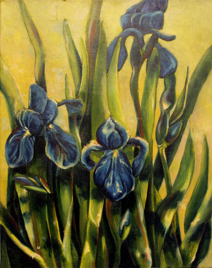 Irises Painting - Moody Irises by Tamara Kulish Irises Painting - Moody Irises by Tamara Kulish