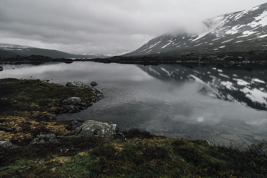 Transportation Photograph - Moody landscape Norway by Aldona Pivoriene