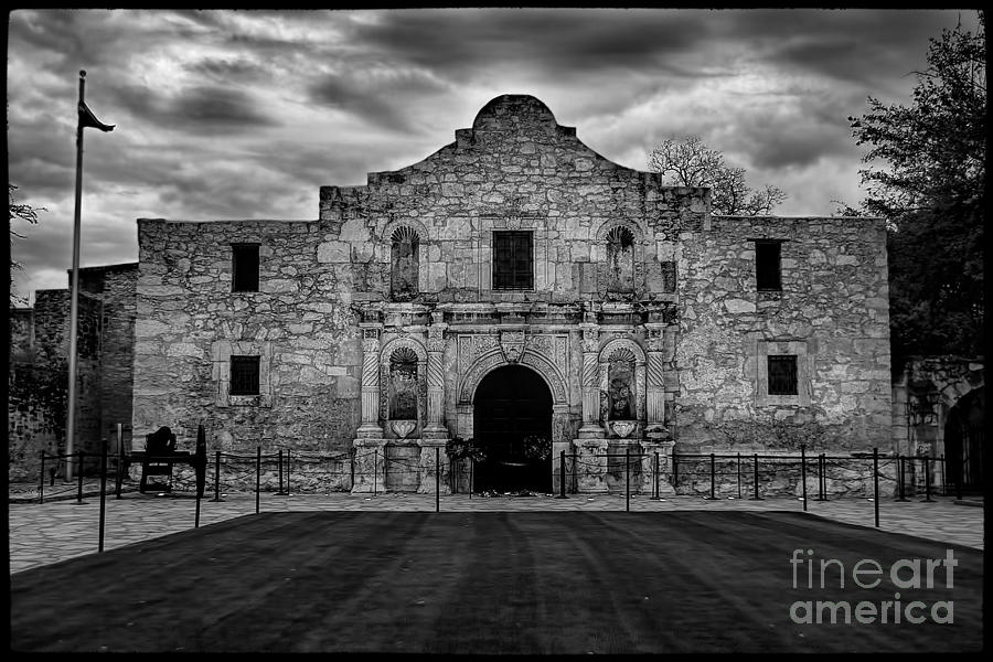 Moody Morning at the Alamo BW Photograph by Jemmy Archer