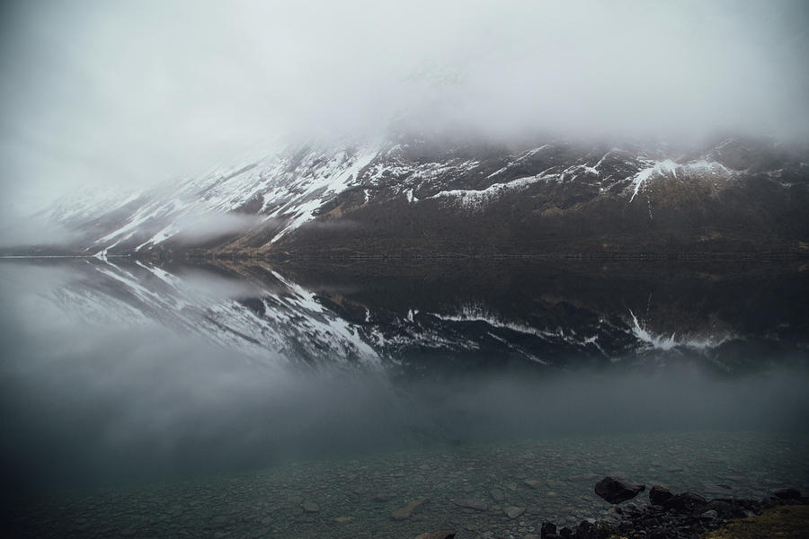 Mountain Photograph - Moody Reflections  by Aldona Pivoriene