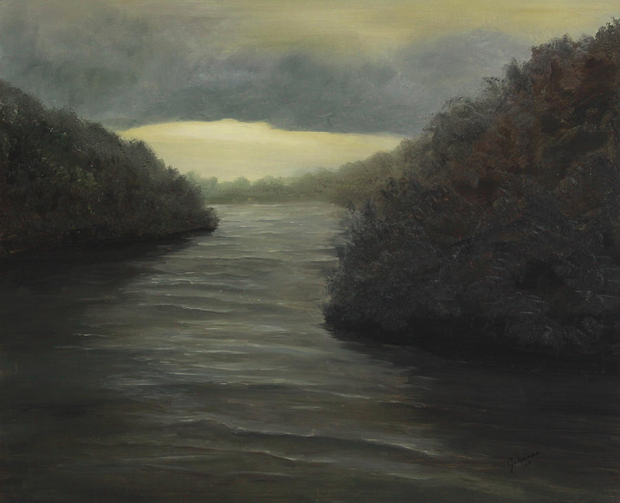 Moody River Painting by Johanna Lerwick