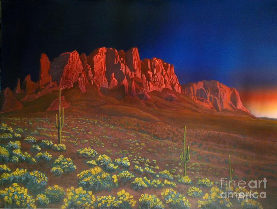 Arizona Painting - Moody Superstitions by Jerry Bokowski