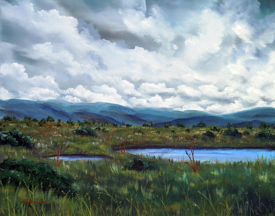 Moody Wetlands Painting by Laura Iverson