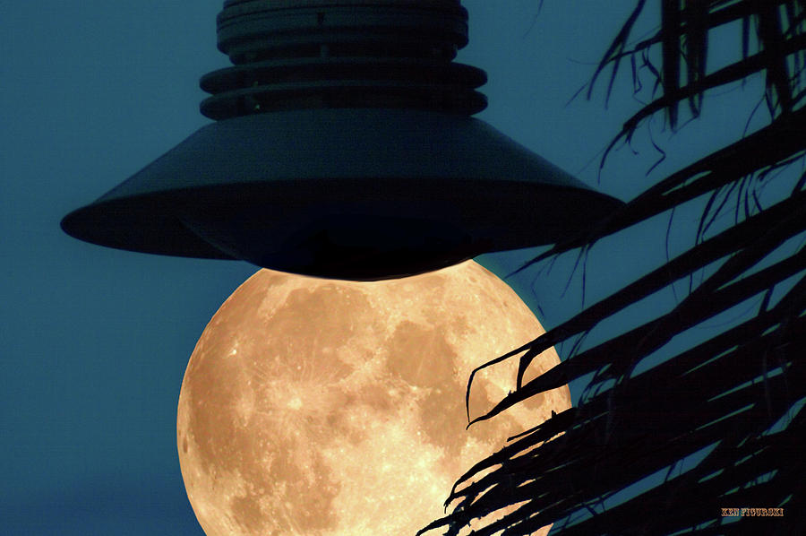 Moon And A Lamppost Closeup Photograph by Ken Figurski