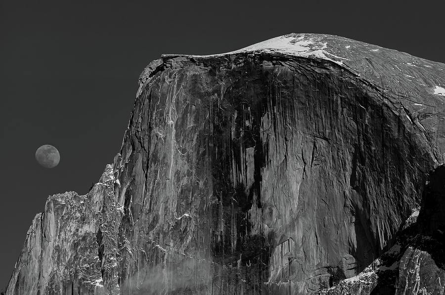 Moon and Half Dome Photograph by TM Schultze