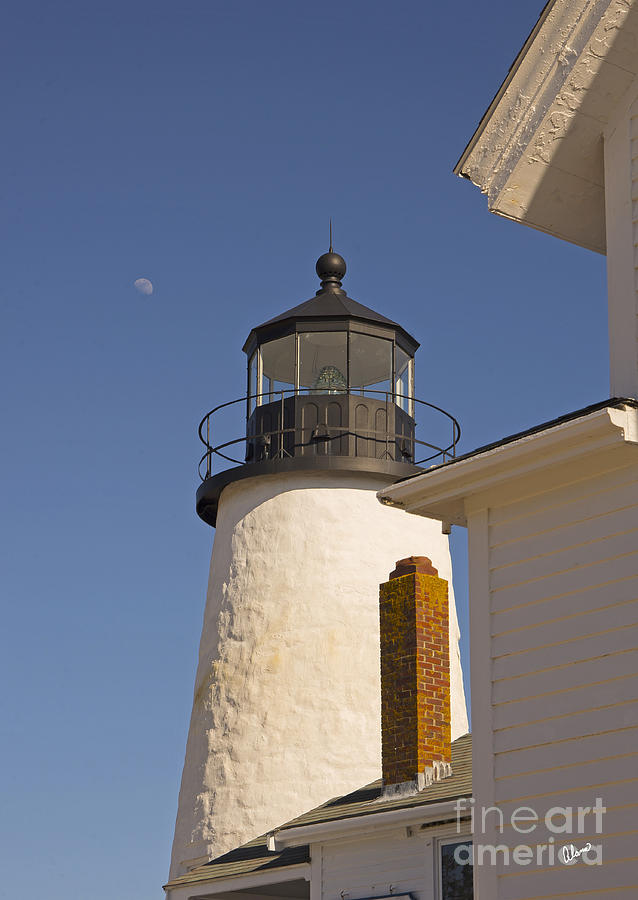 Moon and Pemiquid Lighthouse II Photograph by Alana Ranney
