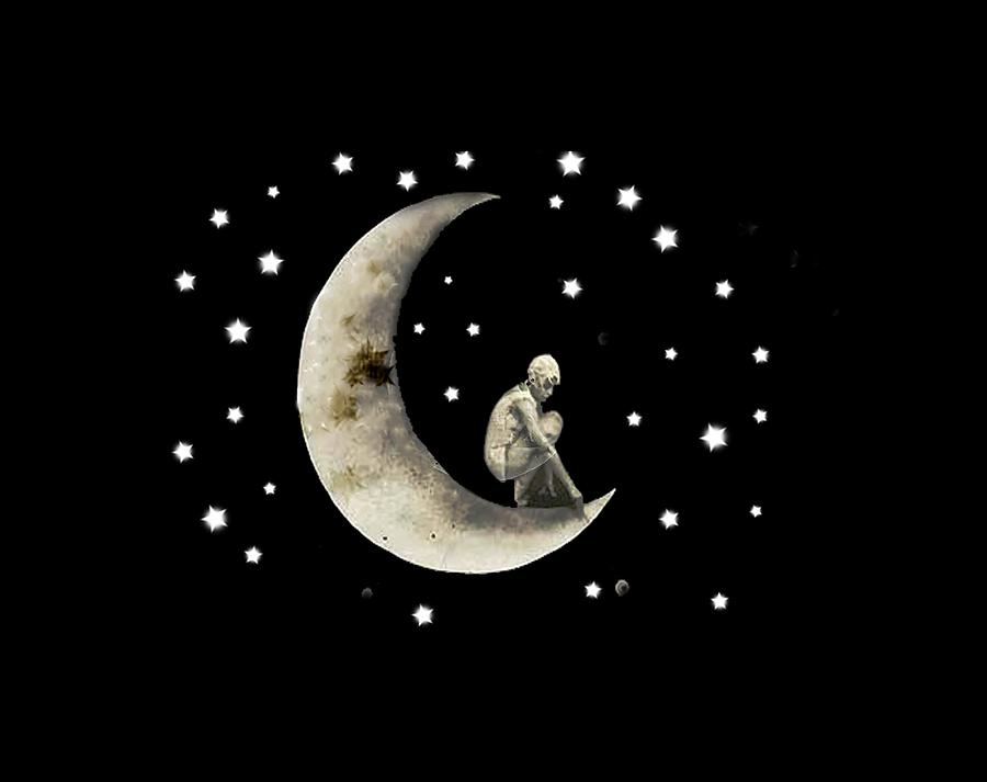 Moon And Stars T Shirt Design Digital Art by Bellesouth Studio