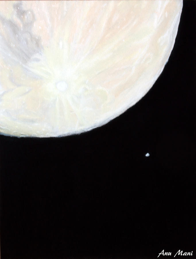Moon Painting - Moon and Venus by Anu Mani