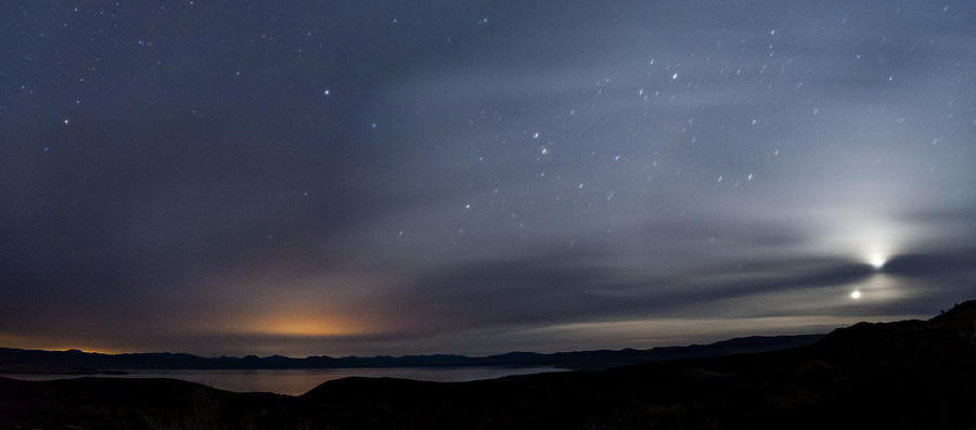 Moon and Venus over Mono Lake Photograph by Cat Connor