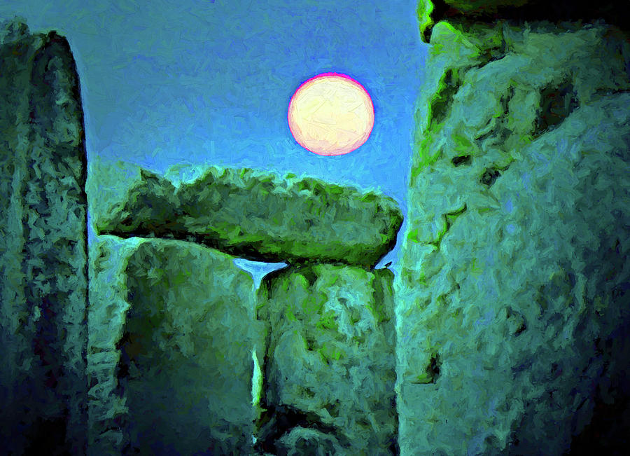 Moon at Stonehenge  Photograph by Dennis Cox
