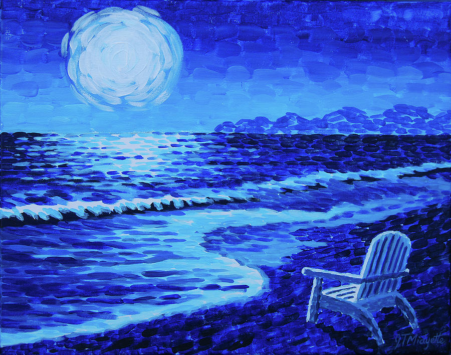 Moon Beach Painting by Tommy Midyette