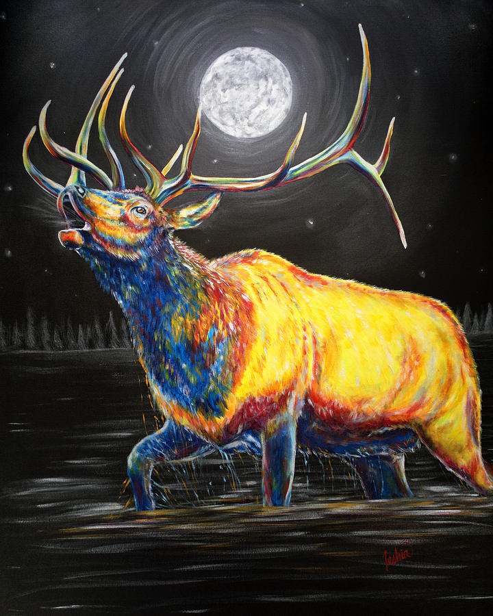 Grand Teton National Park Painting - Moon Bugle by Teshia Art
