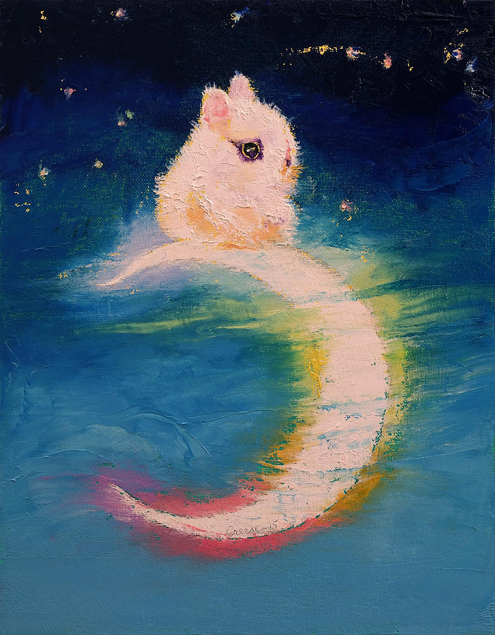 Rabbit Painting - Moon Bunny by Michael Creese