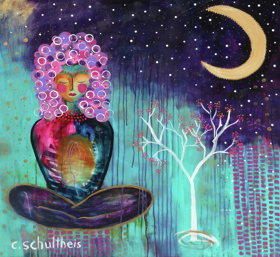Intuitive Painting - Moon Child by Candy Schultheis