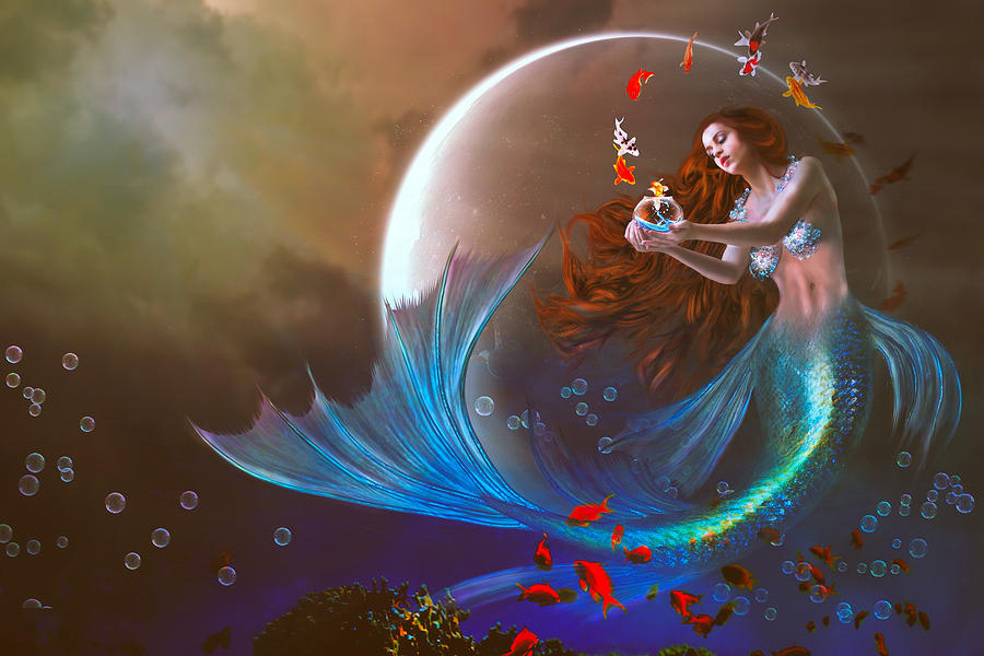 Mermaid Digital Art - Moon Dancing by Karen Howarth