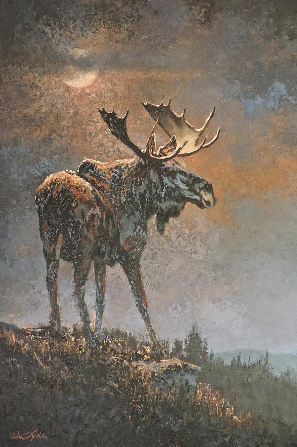 Moose Painting - Moon dusted Moose by Mia DeLode Moose Painting - Moon dusted Moose by Mia DeLode