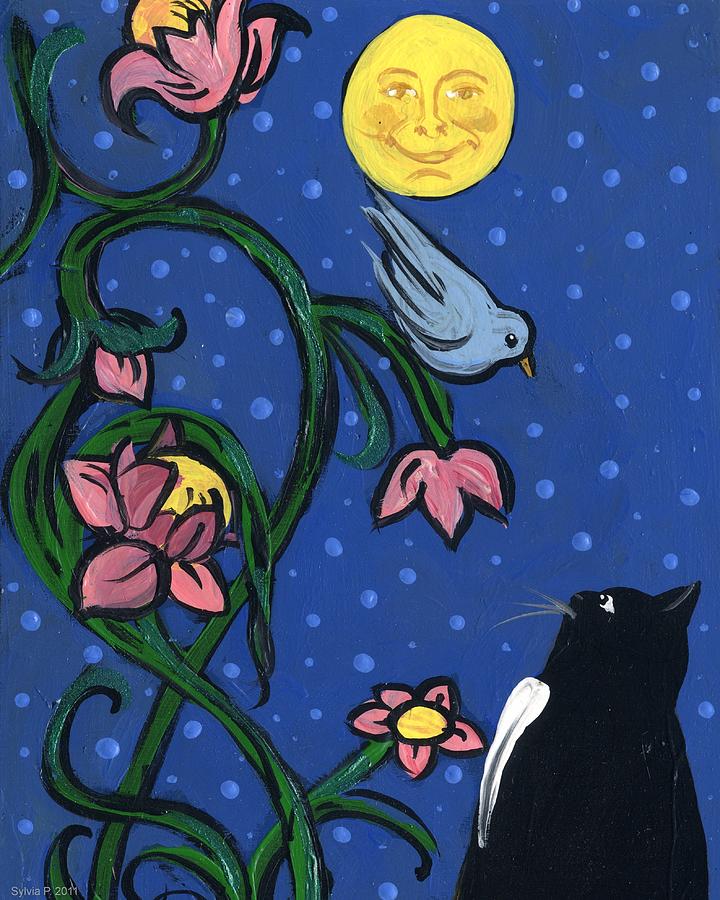 Moon face Tuxedo Cat Painting by Follow Themoonart | Fine Art America