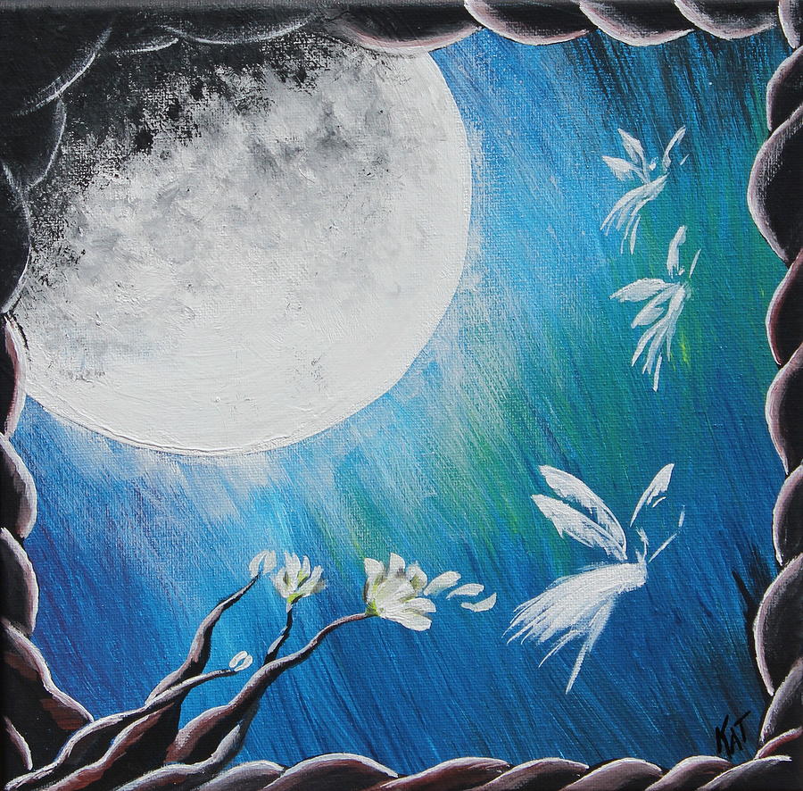 Fairy Painting - Moon Fairies by Kat Heckenbach