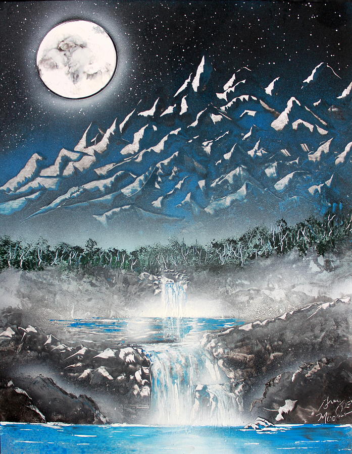 Moon Falls Painting by Greg Moores