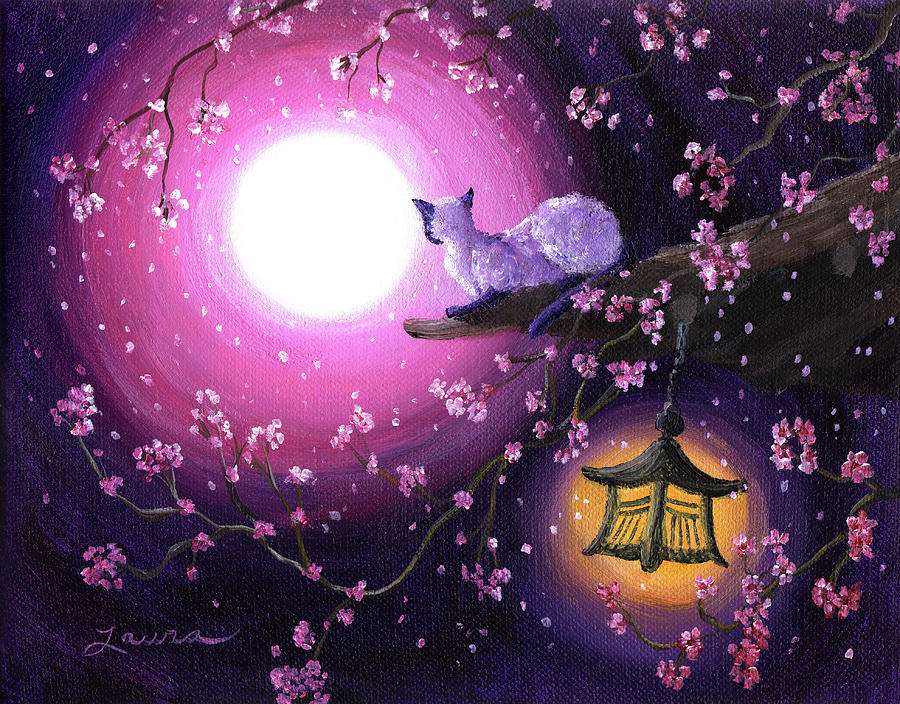 Moon Glow Lantern Glow Painting by Laura Iverson