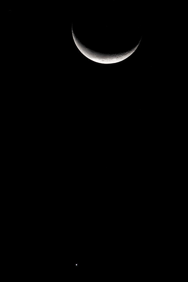 Crescent Moon and Venus Photograph by Debra Martz